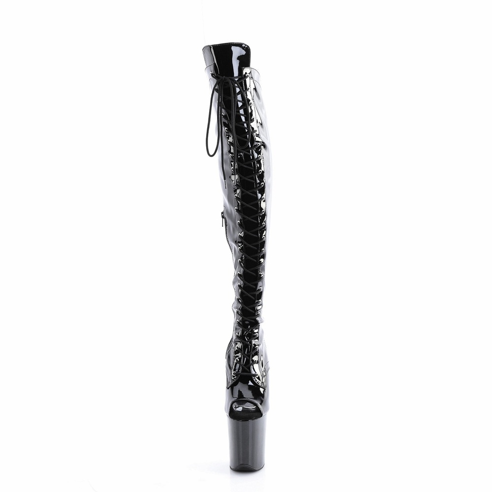 Pleaser - FLAMINGO3016 Platform Overknee Boots - Black